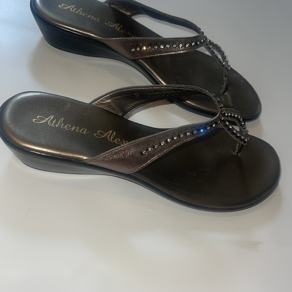 Athena Alexander dark grayish brown rhinestone sandals 40 8 1/2 - Picture 2 of 4